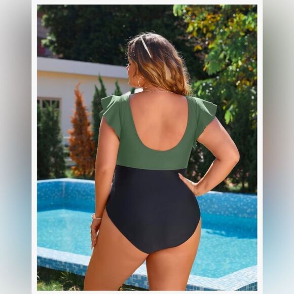 Blooming Jelly Plus Size Swimsuit One Piece Tummy Control Modest Full Coverage - Picture 3 of 6